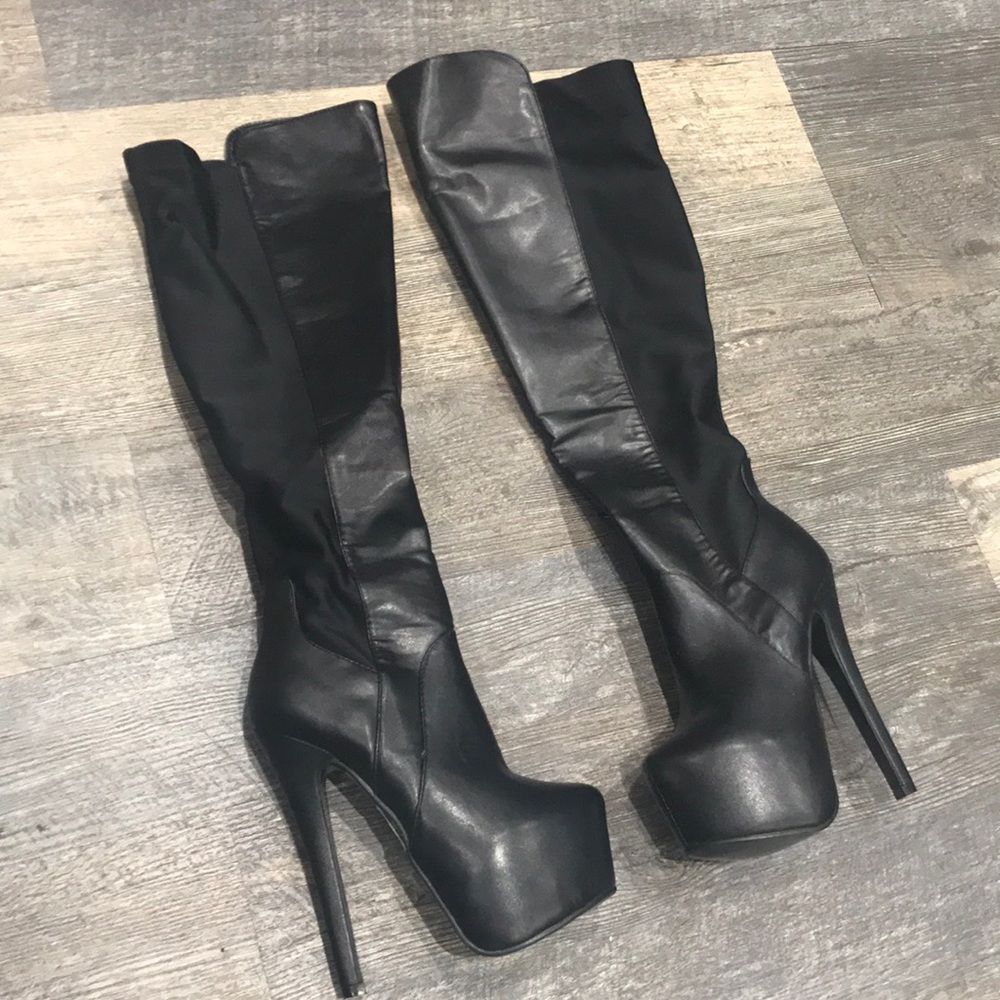 Brand new high heel women’s boot black/Lycra